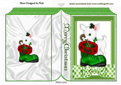 Little White Deer with Candycane & Boot Folded Book