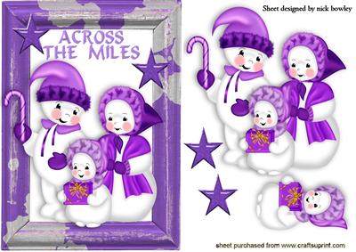 Across the Miles! Snowman Family with Stars