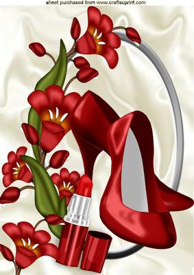 Pretty Red Flowers with Red Shoes & Lippy A4