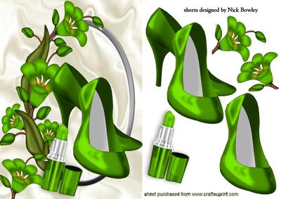 Pretty Green Flowers with Green Shoes & Lippy