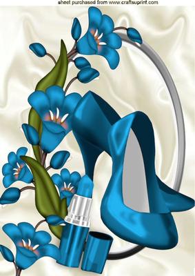 Pretty Turq Flowers with Turq Shoes & Lippy A4