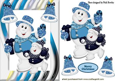 Skating Snowmen with Glitter Bells