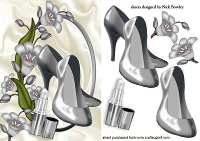 Pretty Silver Flowers with Silver Shoes & Lippy