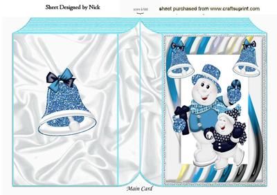 Skating Snowmen with Blue Bells Folded Book