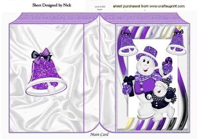 Skating Snowmen with Purple Bells Folded Book