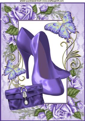 Purple Shoes in Purple Rose Frame A4
