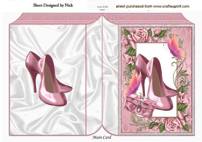 Pink Shoes in Pink Rose Frame Folded Book