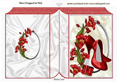 Red Shoes in Floral Frame Folded Book