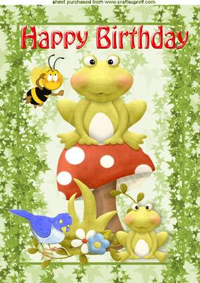 Cute Frog on Mushroom with Friends A4