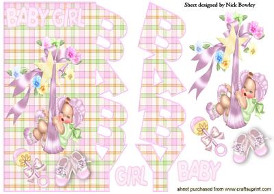 Sweet Baby Girl, with Rattle and Shoes Word Card