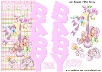 Sweet Baby Girl Colour Word with Shoes and Rattle