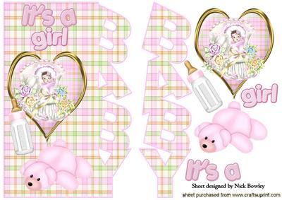 Baby Girl Word, with Heart and Cuddly Toy
