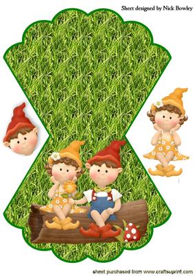 Gnome Lovers Sitting on a Log with Grass Rocker Card