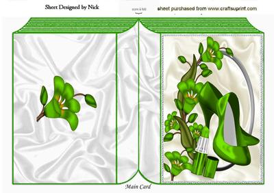 Green Shoes in Green Flower Frame Folded Book