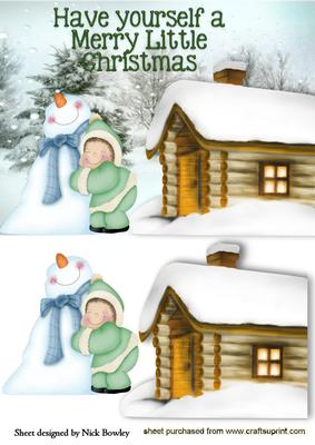 I Love Cuddling My Snowman, with Cottage