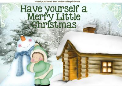 I Love Cuddling My Snowman with Cottage A4
