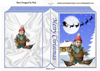Little Gnome Feeding Birds in the Snow Folded Book