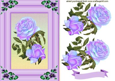Pretty Lilac Roses in Frame