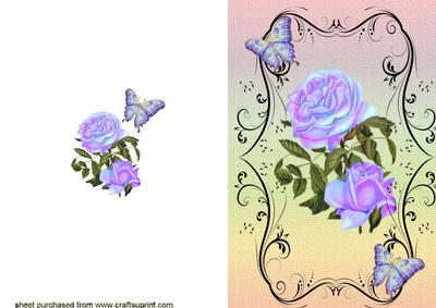 Pretty A5 Card with Lilac Irridescent Roses