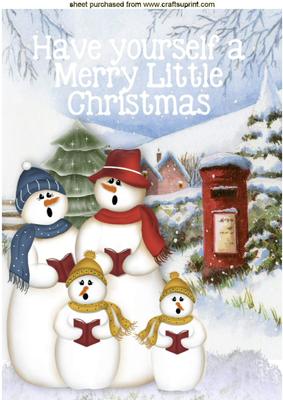 Snowman Family Singing Christmas Carols A4