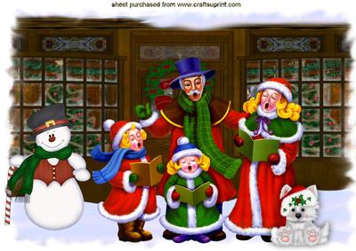 Vintage Carol Singers Snow Scene A4