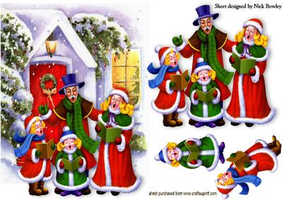 Cottage with Vintage Family Singing Carols