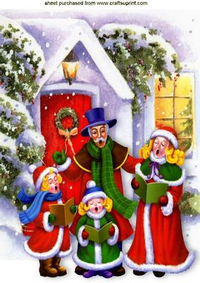 Cottage with Vintage Family Carol Singers A4