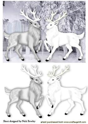 Beautiful White/grey Stags in Icicle Glazier