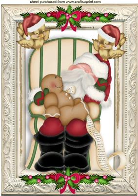 Santa Sleeping in His Chair with Robins A4