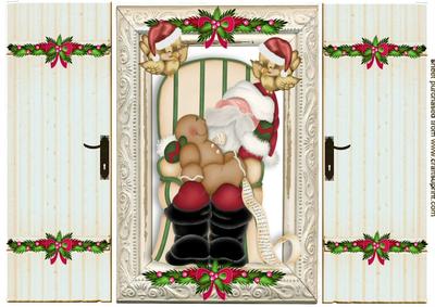 Santa Sleeping in His Chair with Robins Gatefold