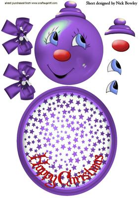 Funny Face Purple Bauble Large Rocker Card