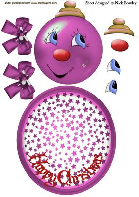 Funny Face Pink Bauble Rocker Card