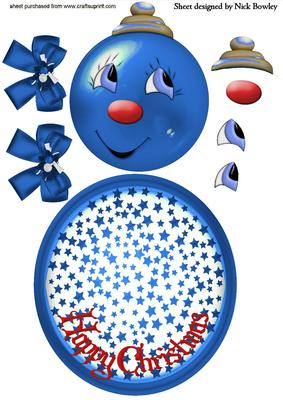 Funny Face Blue Bauble Large Rocker Card