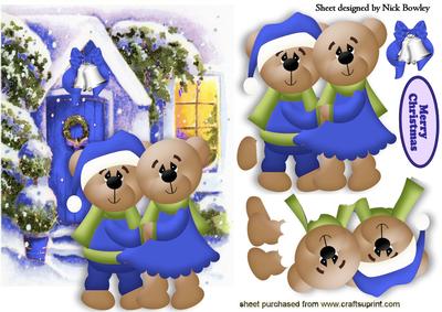 Keeping Warm Cute Little Teddies in Blue