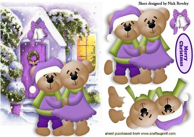 Keeping Warm Cute Little Teddies in Purple