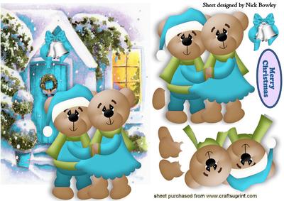 Keeping Warm Cute Little Teddies in Turq