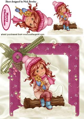 Little Girl All Wrapped Up Cuddling Her Kitty 8x8