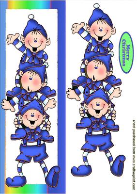 Cheeky Santa Elves in Blue Long Dl