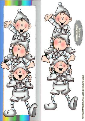 Cheeky Santa Elves in Silver Long Dl Card