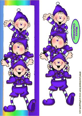 Cheeky Santa Elves in Purple Long Dl Card