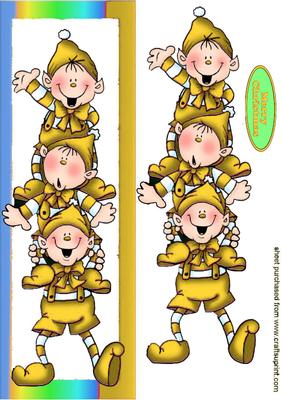 Cheeky Santa Elves in Gold Long Dl Card