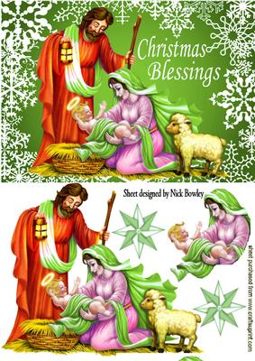 Nativity with Baby Jesus, Joseph & Mary in Green