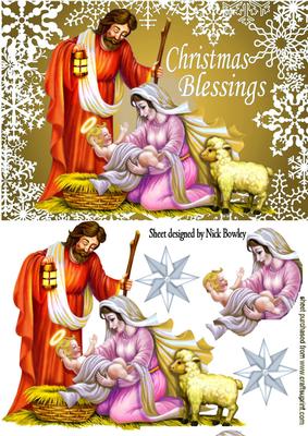 Nativity with Baby Jesus, Joseph, & Mary in Gold