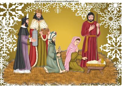 Nativity Scene with Three Wise Men A4