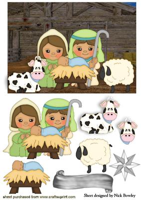 Nativity in a Barn with Mary and Joseph