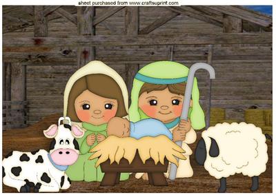 Nativity in a Barn with Mary and Joseph A4