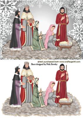 Nativity Scene with Three Wise Men in Silver