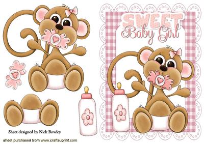 Cute Baby Girl Monkey with Bottle