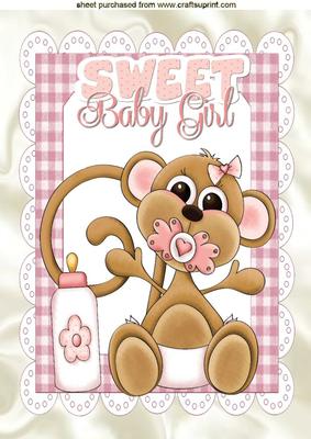 Cute Baby Girl Monkey with Bottle A4