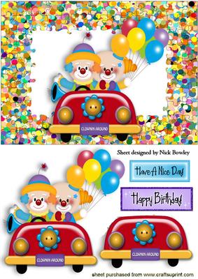 Clownin Around in a Car in Jigsaw Frame